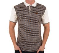 Trojan Men's Diamond Jacquard Panel Polo Shirt, Ecru, L