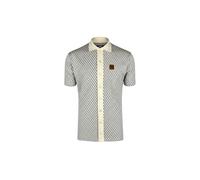 Trojan Diamond Jacquard Polo 100% Cotton Full Button Through Front Helmet Metal Badge Regular Fit - TR/9079 Ecru