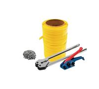 Trojan Economy Pallet Strapping Tools Banding Starter Kit - Contains Strapping Tensioner, Sealer, 100m Yellow Polypropylene Plastic Strapping & 50 Semi Open Strapping Seals