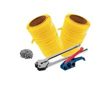Trojan Economy Pallet Strapping Tools Banding Starter Kit - Contains Strapping Tensioner, Sealer, 200m Yellow Polypropylene Plastic Strapping & 100 Semi-Open Strapping Seals (ESK02)