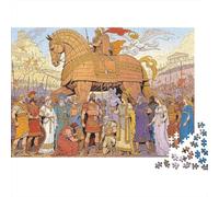 Trojan Horse 1000 Piece Jigsaw Puzzle Recycled Ancient Mythology Senior Puzzles Party Game Props Developing Boy & Girl‘s Intelligence Educational Fun 38x26cm/1000pcs
