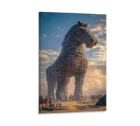 Trojan Horse Poster Artwork Greek Army Giclee Canvas Prints Modern Canvas Wall Art Picture Wall Hanging for Dining Room Kitchen Home Office Decor 20x30inch(50x75cm)
