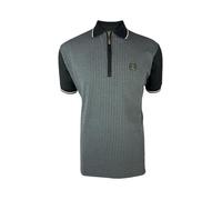 Trojan Men's Basket Knit Zip Panel Short-Sleeved Polo Shirt - TR/9031 Black