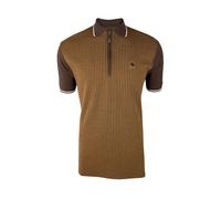 Trojan Men's Basket Knit Zip Panel Short-Sleeved Polo Shirt - TR/9031 Chocolate