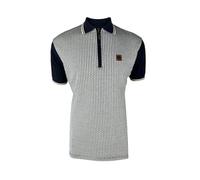 Trojan Men's Basket Knit Zip Panel Short-Sleeved Polo Shirt - TR/9031 Navy