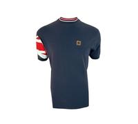 Trojan Men's Flag Print Pique Short-Sleeved T-Shirt - TR/9088 Navy