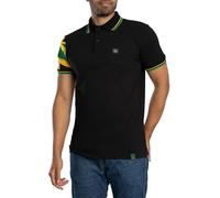 TROJAN Mens Flag Sleeve Pique Polo (UK, Alpha, L, Regular, Regular, Black)