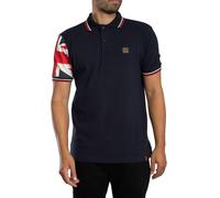 TROJAN Mens Flag Sleeve Pique Polo (UK, Alpha, L, Regular, Regular, Navy)