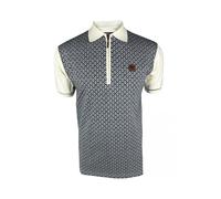 Trojan Men's Jacquard Panel Zip Short-Sleeved Polo Shirt - TR/9030 Ecru