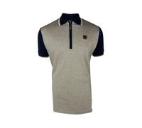 Trojan Men's Mini Houndstooth Zip Panel Short-Sleeve Polo Shirt - TR/9071 Navy