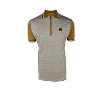 Trojan Men's Mini Houndstooth Zip Panel Short-Sleeve Polo Shirt - TR/9071 Tan