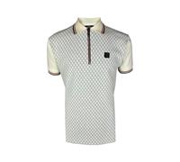 Trojan Men's Ottoman Jacquard Panel Short-Sleeve Polo Shirt - TR/9069 Ecru