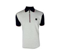Trojan Men's Ottoman Jacquard Panel Short-Sleeve Polo Shirt - TR/9069 Navy