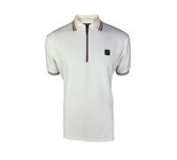 TROJAN Mens Ottoman Rib Zip Polo (UK, Alpha, M, Regular, Regular, Ecru)