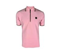 Trojan Men's Ottoman Rib Zip Short-Sleeve Polo Shirt - TR/9070 Pink