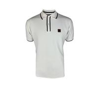 Trojan Men's Ottoman Stripe Trim Short-Sleeve Polo Shirt - TR/9080 Ecru