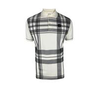 Trojan Men's Oversize Check Panel Short-Sleeved Cotton Pique Polo - TR/9041 Ecru