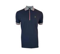 Trojan Mens Oxford Collar Zip Pique Short-Sleeved Polo Shirt - 100% Cotton - TR/9068 Navy