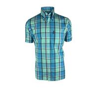 Trojan Men's Pastel Check Short-Sleeved Shirt with Free Matching Pocket Square - TC/1045 Cobalt