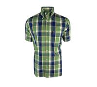 Trojan Men's Pastel Check Short-Sleeved Shirt with Free Matching Pocket Square - TC/1045 Navy