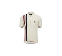 Trojan Men's Racing Stripe Fine Gauge Polo Pure Cotton Regular Fit - TR/9063 Ecru