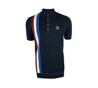 TROJAN Mens Racing Stripe Fine Gauge Polo Shirt (UK, Alpha, XXL, Regular, Regular, Navy)