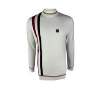 TROJAN Mens Racing Stripe Fine Gauge Turtle Neck Jumper (UK, Alpha, XXL, Regular, Regular, Ecru)