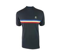 TROJAN Mens Retro Stripe Pique Tee (UK, Alpha, L, Regular, Regular, Navy)