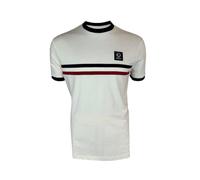 Trojan Men's Stripe Front 100% Cotton Short-Sleeved T-Shirt TR/9085 Ecru