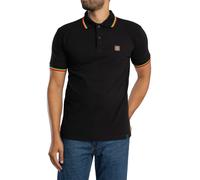 Trojan Men's Three Colour Tipped Pique Polo Shirt, Black