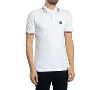 Three Colour Tipped Pique Polo Shirt White L