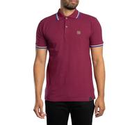 TROJAN Mens Three Colour Tipped Pique Polo (UK, Alpha, M, Regular, Regular, Port)