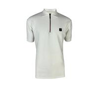 Trojan Ottoman Rib Chrome-Effect Zip Polo Shirt TR/8985 Ecru