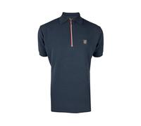 Trojan Ottoman Rib Chrome-Effect Zip Polo Shirt TR/8985 Navy
