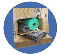 Trojan packaging Van Moving Kit Contains 20 Strong Packing Boxes 51x29x29cm room with check boxes, 1 Roll of Tape, 25m Green Bio Bubble, 1 Sharpie and 5 moving blankets