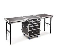Trojan Pro 5-Drawer Dual Table Heavy-Duty Wheeled Flight Case | All-in-One Workstation with Two Built-In Tables, Five Heavy-Duty Drawers, Locking Castors, Strong Catches