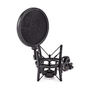 Trojan Pro Microphone Shock Mount with Pop Filter | Isolates Mic from Knocks and Stand Noise, Built-In Pop Filter Reduces Plosives, Fits M22 Threading, 5/8" with Adapter