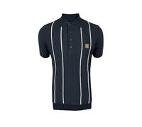 Trojan Men's Raised Stripe Fine Gauge Knitted Polo Shirt, Blue