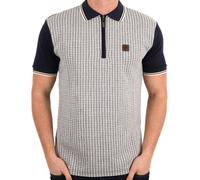 Trojan Textured Houndstooth Panel Polo Navy
