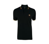 Trojan Three Colour Tipped Pique Polo TC/1041 S Black