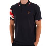 TROJAN Mens Flag Sleeve Pique Polo (UK, Alpha, L, Regular, Regular, Navy)