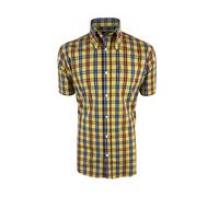 Trojan Windowpane Check Short Sleeve Button Down Shirt with Matching Pocket Square TC/1034 Mustard