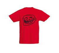 Troll Face Meme, Kids Printed T-Shirt - Red/Black 5-6 Years