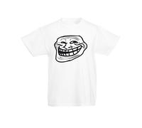 Troll Face Meme, Kids Printed T-Shirt - White/Black 12-13 Years