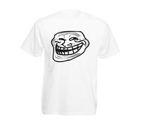 Troll Face Meme, Mens Printed T-Shirt - White/Black 2XL
