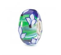 Trollbeads Blue Iris Bloom Bead TGLBE-20384 - Sterling Silver / Glass