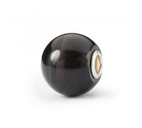Trollbeads Jumbo Round Black Cat's Eye Bead TSTBE-10019 - Refined - Sterling Silver/Gemstone