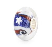 TROLLBEADS Stars of Freedom Bead and Keychain - Patriotic Glass Charm | Authentic Brand Charm | Glass Design Group