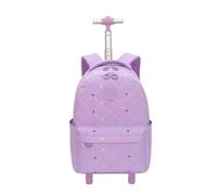 Trolley Bags for School Girls Kids School Backpacks with Adjustable Large Capacity Wheels Middle Trolley Luggage Bookbag for School(Purple)