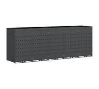 Trolley Bin for 5 Containers, Anthracite, Powder-Coated Steel with Plant Roof, Ventilated and Expandable, Wheelie Bin Box for Garden, Patio, Outdoor, Includes Magnetic Doors